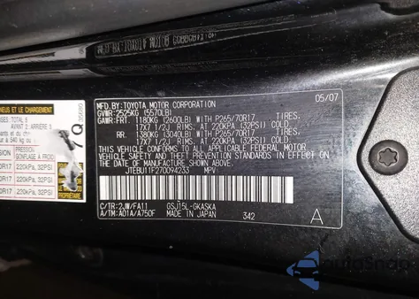 2007 Toyota Fj Cruiser z USA, uszkodzony, nr VIN JTEBU11F270094233